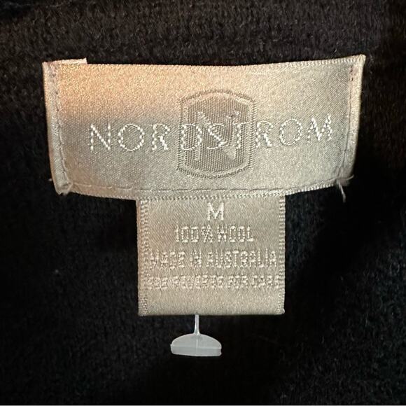Nordstrom Wool Cardigan Button Front Black Size Medium Made in Australia - Picture 6 of 6